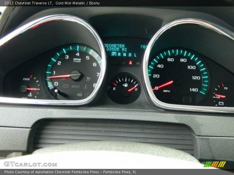 Gold Mist Metallic / Ebony 2012 Chevrolet Traverse LT