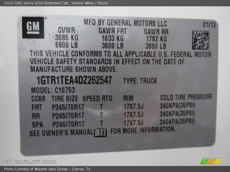 Summit White / Ebony 2013 GMC Sierra 1500 Extended Cab