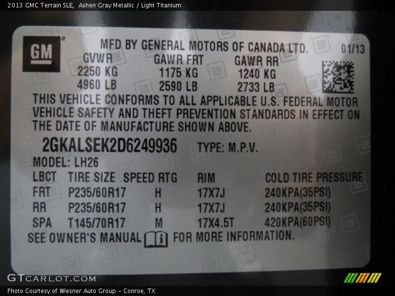 Ashen Gray Metallic / Light Titanium 2013 GMC Terrain SLE