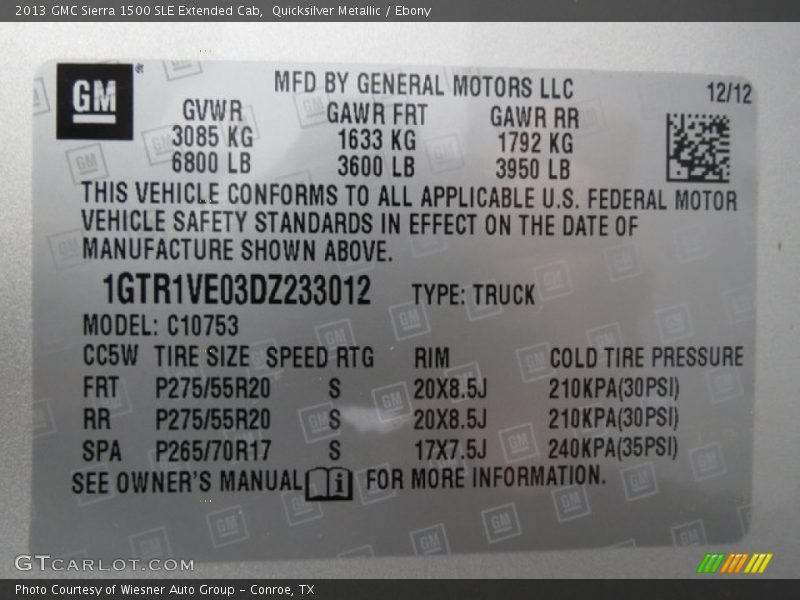 Quicksilver Metallic / Ebony 2013 GMC Sierra 1500 SLE Extended Cab