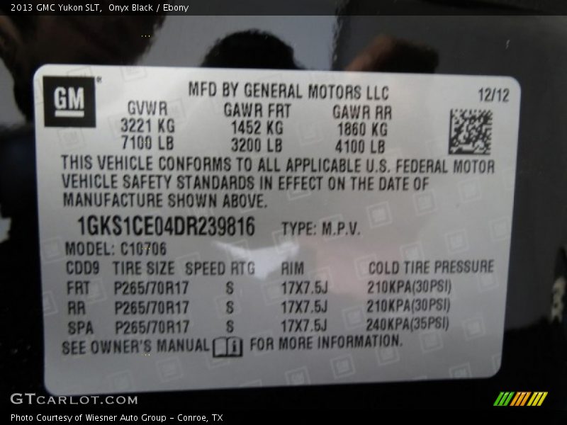 Onyx Black / Ebony 2013 GMC Yukon SLT