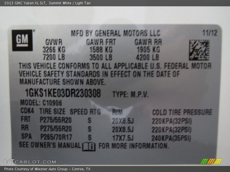Summit White / Light Tan 2013 GMC Yukon XL SLT