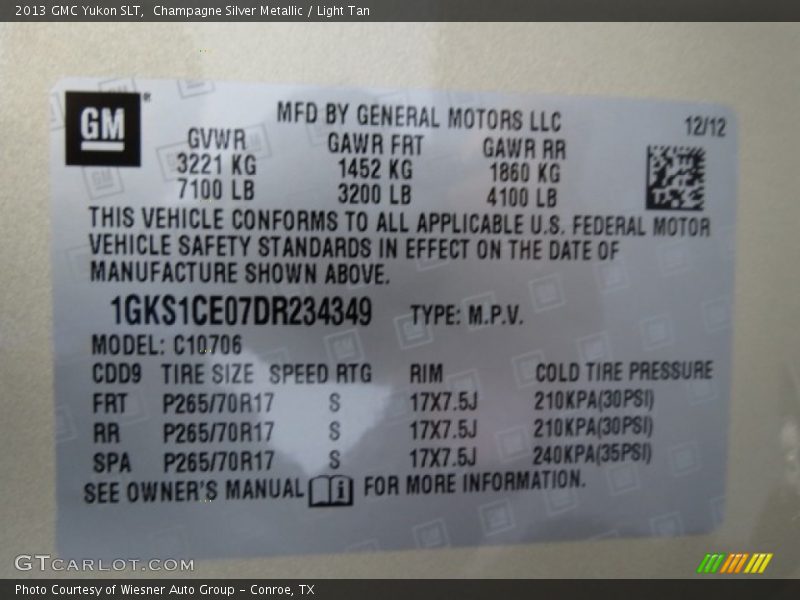 Champagne Silver Metallic / Light Tan 2013 GMC Yukon SLT