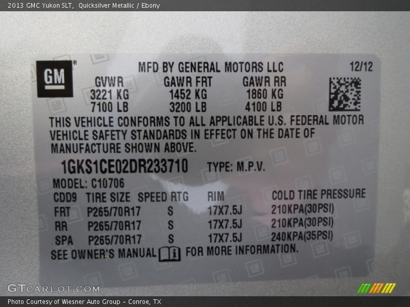 Quicksilver Metallic / Ebony 2013 GMC Yukon SLT