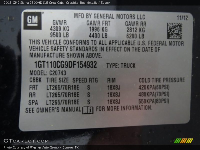 Graphite Blue Metallic / Ebony 2013 GMC Sierra 2500HD SLE Crew Cab