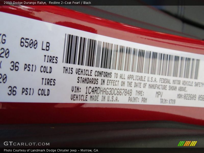 Redline 2-Coat Pearl / Black 2013 Dodge Durango Rallye