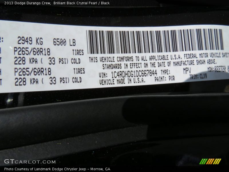 Brilliant Black Crystal Pearl / Black 2013 Dodge Durango Crew