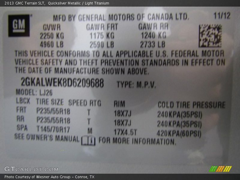 Quicksilver Metallic / Light Titanium 2013 GMC Terrain SLT