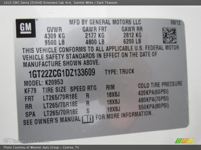 Summit White / Dark Titanium 2013 GMC Sierra 2500HD Extended Cab 4x4