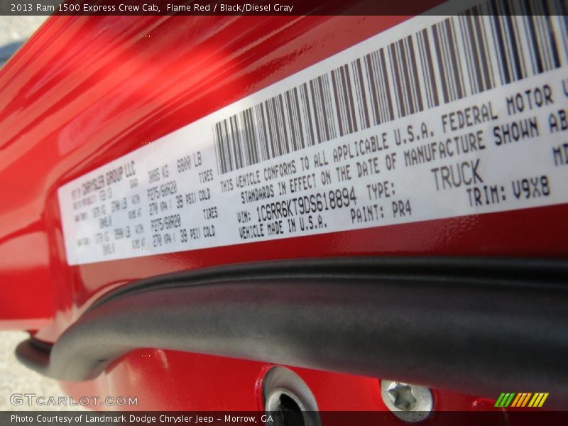 Flame Red / Black/Diesel Gray 2013 Ram 1500 Express Crew Cab
