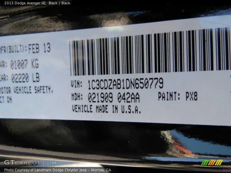 Black / Black 2013 Dodge Avenger SE