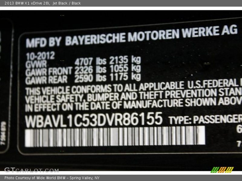 Jet Black / Black 2013 BMW X1 xDrive 28i
