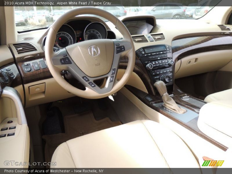 Aspen White Pearl / Taupe Gray 2010 Acura MDX Technology