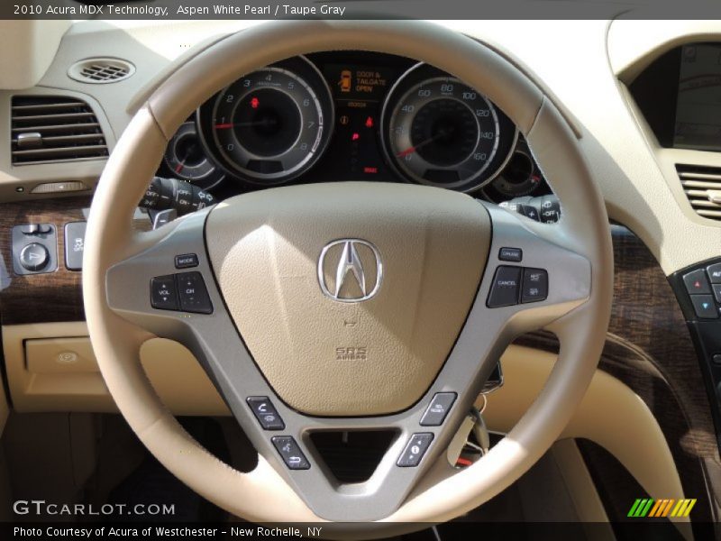 Aspen White Pearl / Taupe Gray 2010 Acura MDX Technology