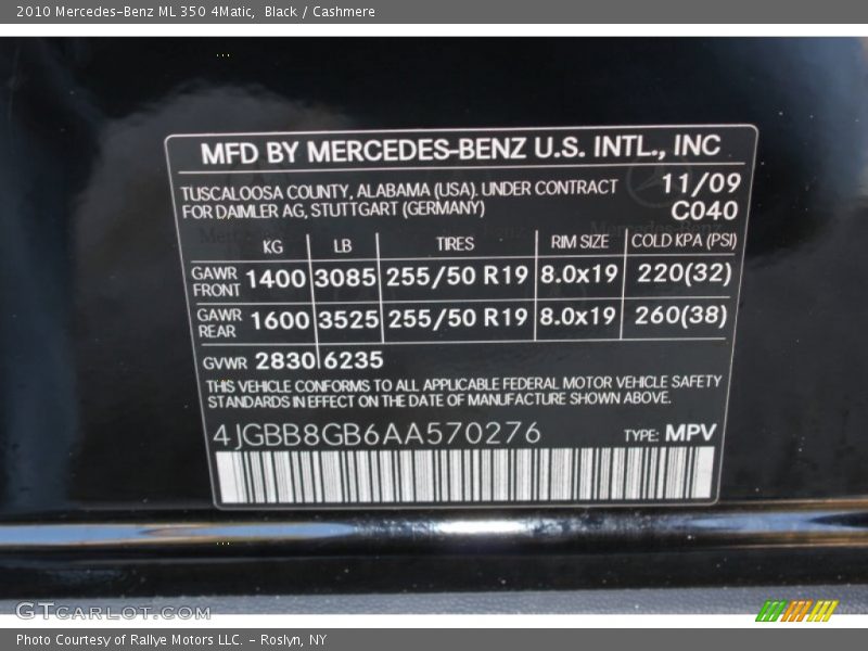 Black / Cashmere 2010 Mercedes-Benz ML 350 4Matic