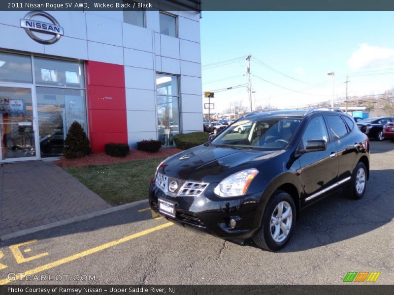 Wicked Black / Black 2011 Nissan Rogue SV AWD