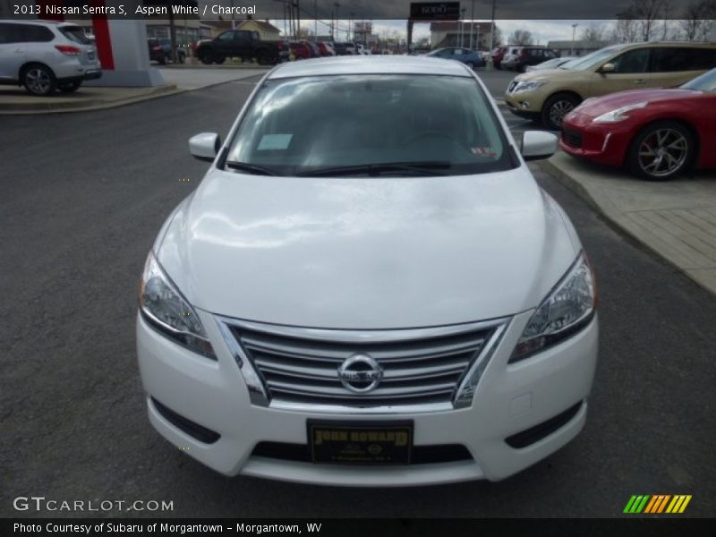 Aspen White / Charcoal 2013 Nissan Sentra S