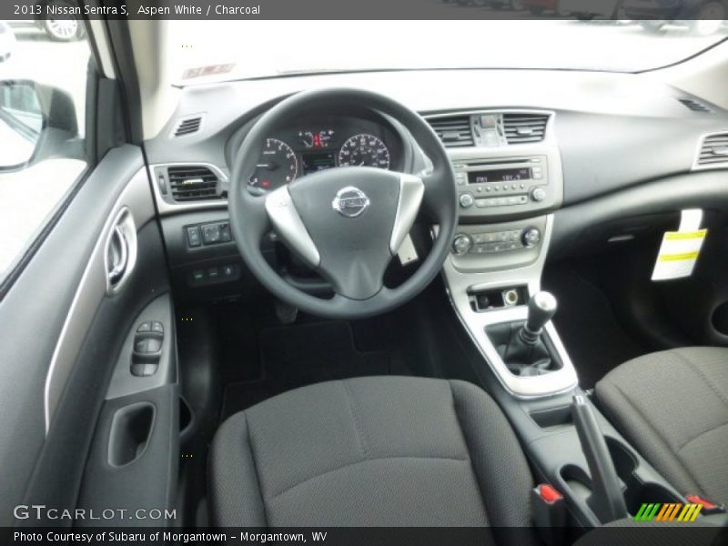 Aspen White / Charcoal 2013 Nissan Sentra S