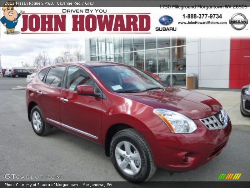 Cayenne Red / Gray 2013 Nissan Rogue S AWD