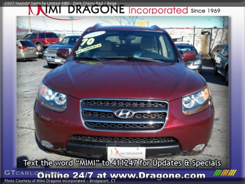 Dark Cherry Red / Beige 2007 Hyundai Santa Fe Limited 4WD