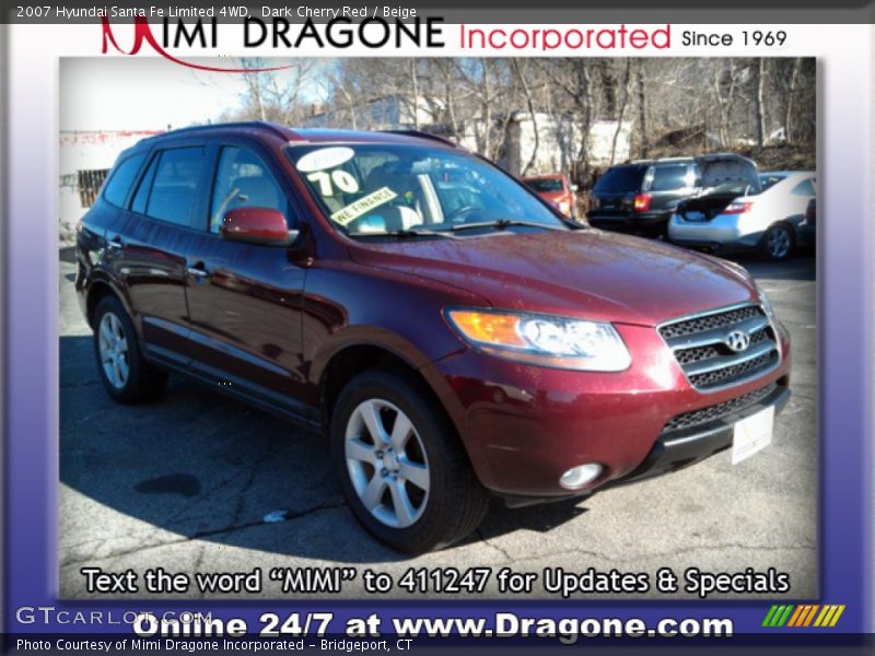 Dark Cherry Red / Beige 2007 Hyundai Santa Fe Limited 4WD