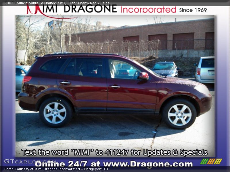 Dark Cherry Red / Beige 2007 Hyundai Santa Fe Limited 4WD