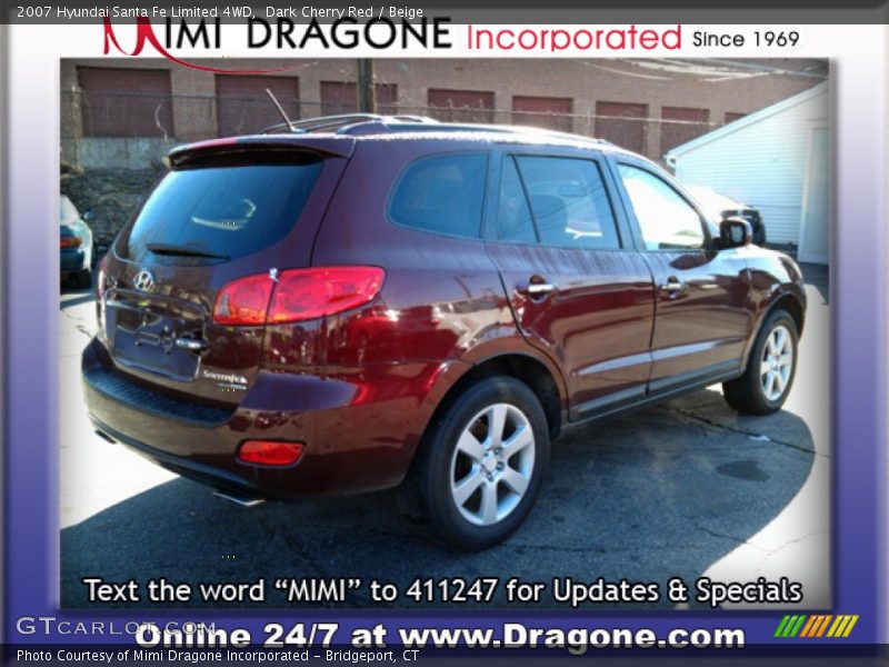 Dark Cherry Red / Beige 2007 Hyundai Santa Fe Limited 4WD