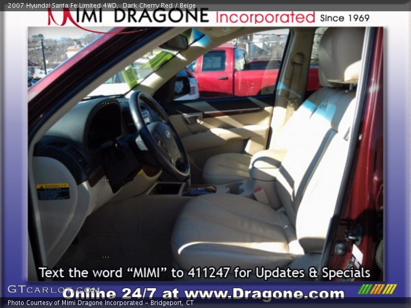 Dark Cherry Red / Beige 2007 Hyundai Santa Fe Limited 4WD