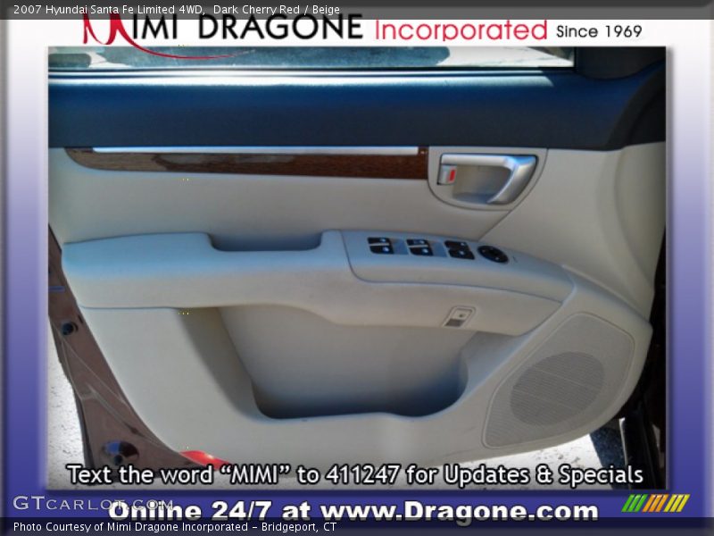 Dark Cherry Red / Beige 2007 Hyundai Santa Fe Limited 4WD