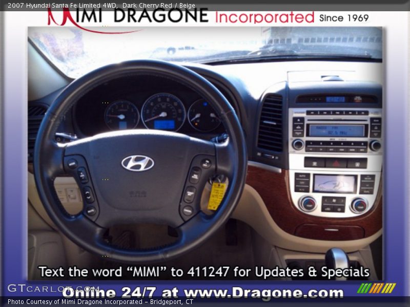 Dark Cherry Red / Beige 2007 Hyundai Santa Fe Limited 4WD