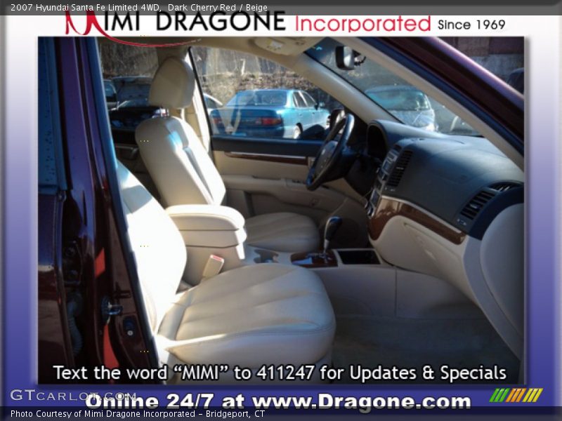 Dark Cherry Red / Beige 2007 Hyundai Santa Fe Limited 4WD