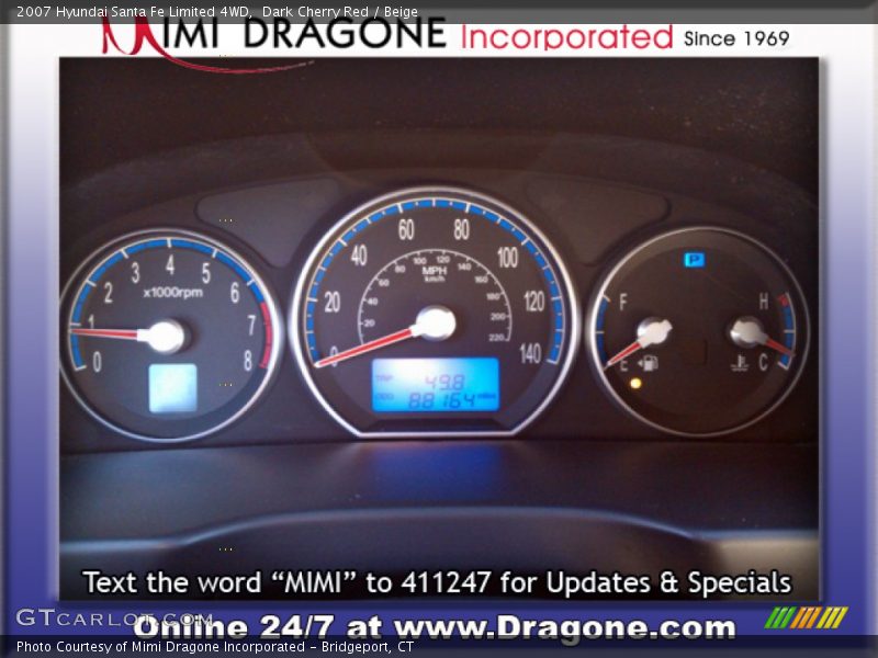 Dark Cherry Red / Beige 2007 Hyundai Santa Fe Limited 4WD
