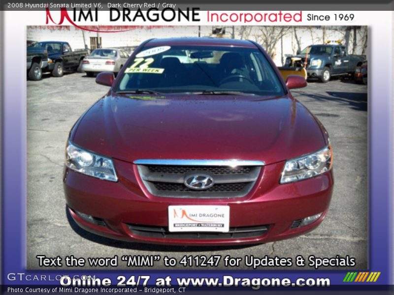 Dark Cherry Red / Gray 2008 Hyundai Sonata Limited V6