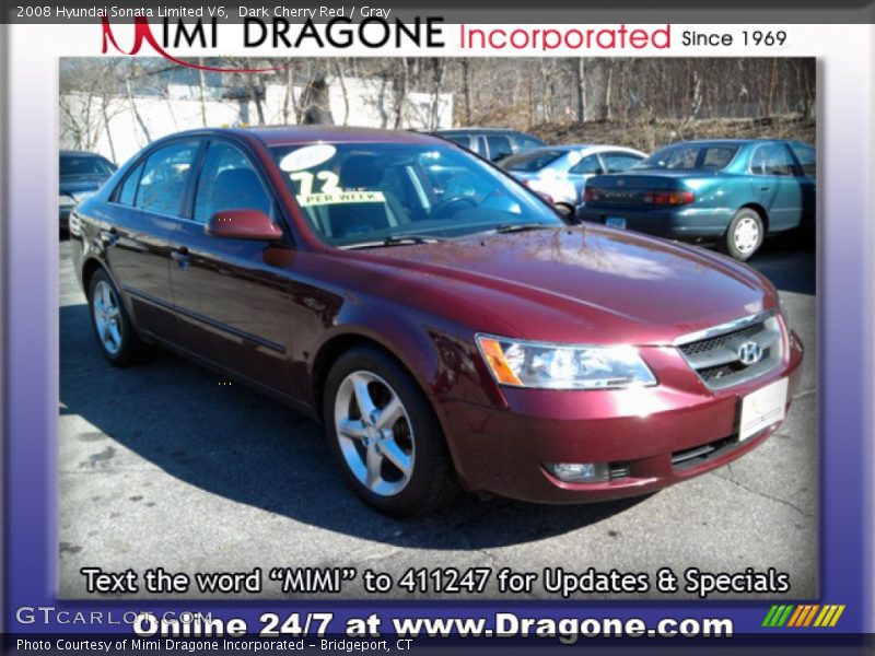 Dark Cherry Red / Gray 2008 Hyundai Sonata Limited V6