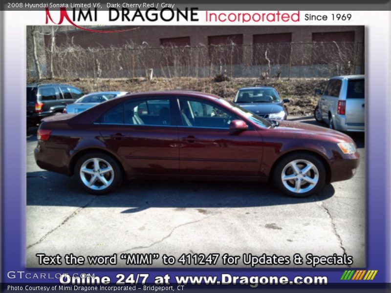 Dark Cherry Red / Gray 2008 Hyundai Sonata Limited V6