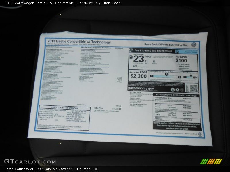 Candy White / Titan Black 2013 Volkswagen Beetle 2.5L Convertible