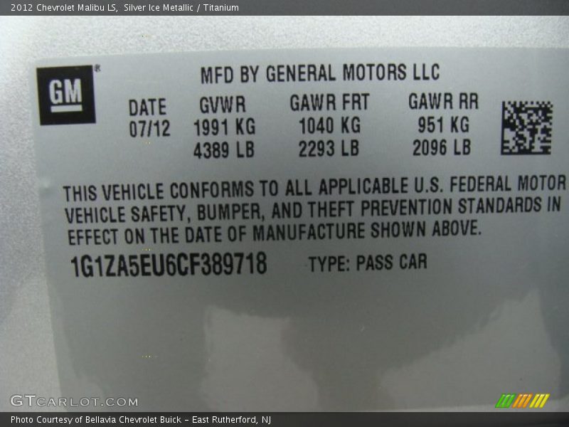 Silver Ice Metallic / Titanium 2012 Chevrolet Malibu LS