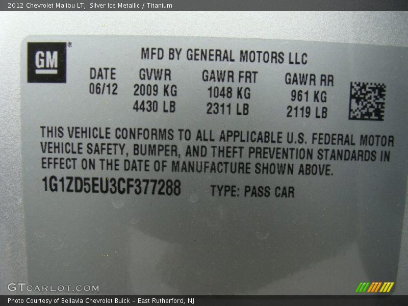 Silver Ice Metallic / Titanium 2012 Chevrolet Malibu LT