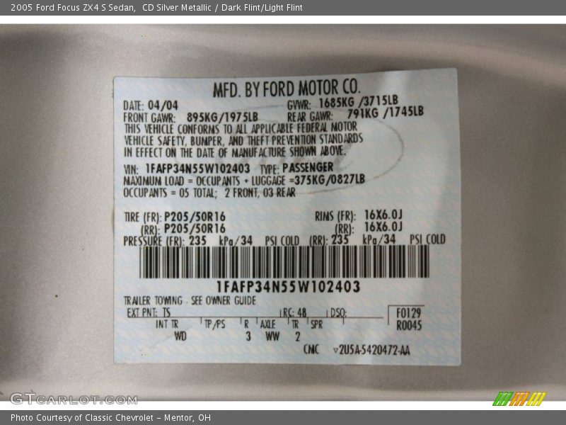 CD Silver Metallic / Dark Flint/Light Flint 2005 Ford Focus ZX4 S Sedan