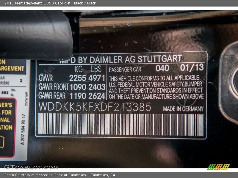Black / Black 2013 Mercedes-Benz E 350 Cabriolet
