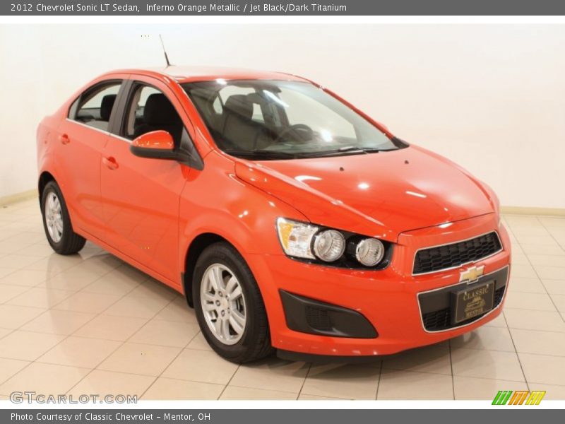 Inferno Orange Metallic / Jet Black/Dark Titanium 2012 Chevrolet Sonic LT Sedan