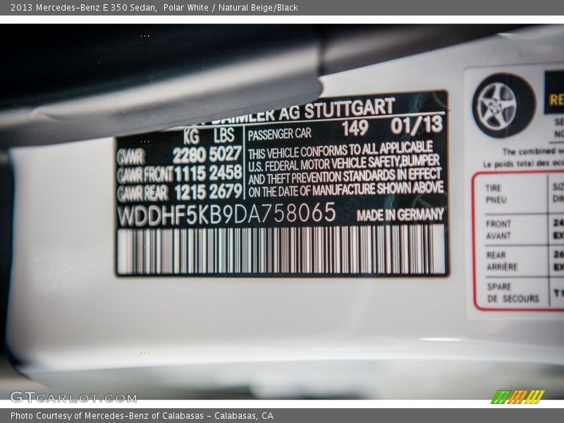 Polar White / Natural Beige/Black 2013 Mercedes-Benz E 350 Sedan