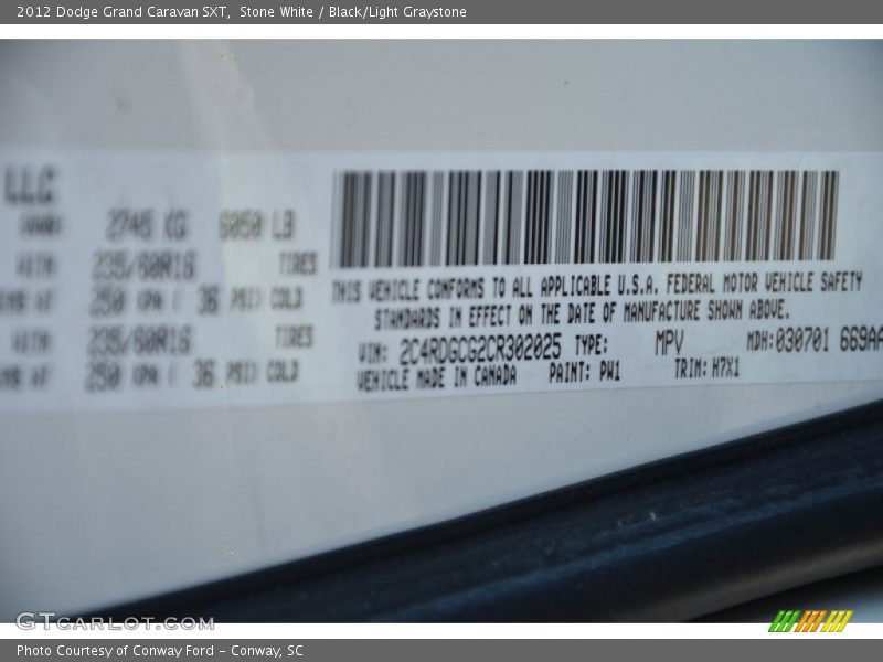 Stone White / Black/Light Graystone 2012 Dodge Grand Caravan SXT