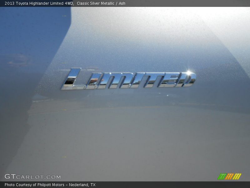 Classic Silver Metallic / Ash 2013 Toyota Highlander Limited 4WD