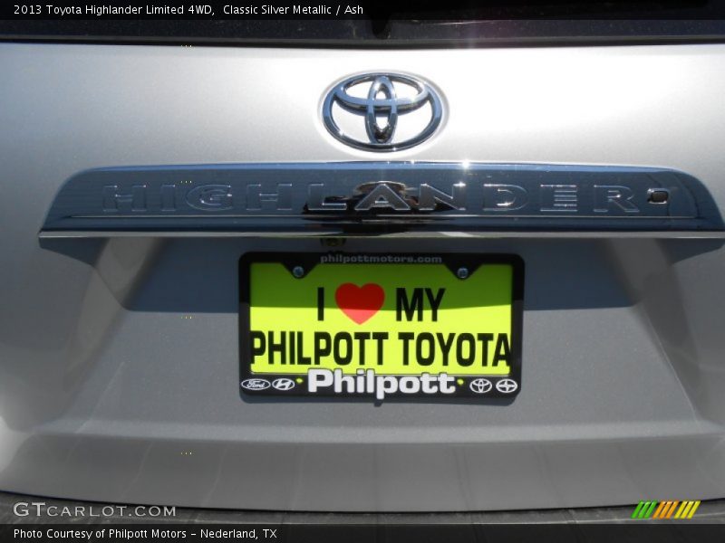 Classic Silver Metallic / Ash 2013 Toyota Highlander Limited 4WD