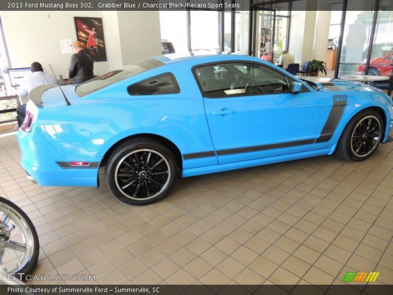 Grabber Blue / Charcoal Black/Recaro Sport Seats 2013 Ford Mustang Boss 302