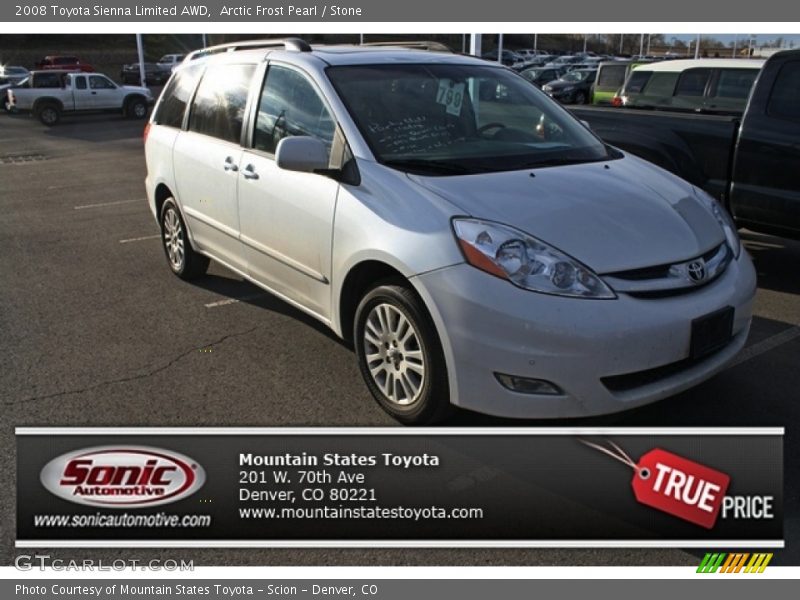 Arctic Frost Pearl / Stone 2008 Toyota Sienna Limited AWD