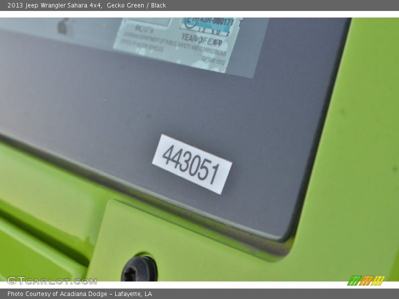 Gecko Green / Black 2013 Jeep Wrangler Sahara 4x4