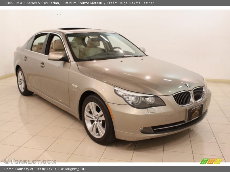 Platinum Bronze Metallic / Cream Beige Dakota Leather 2009 BMW 5 Series 528xi Sedan