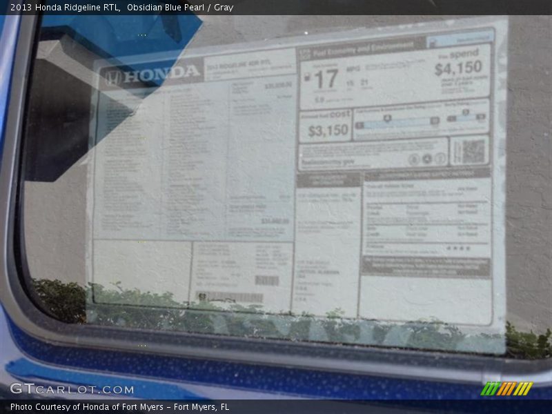 Obsidian Blue Pearl / Gray 2013 Honda Ridgeline RTL